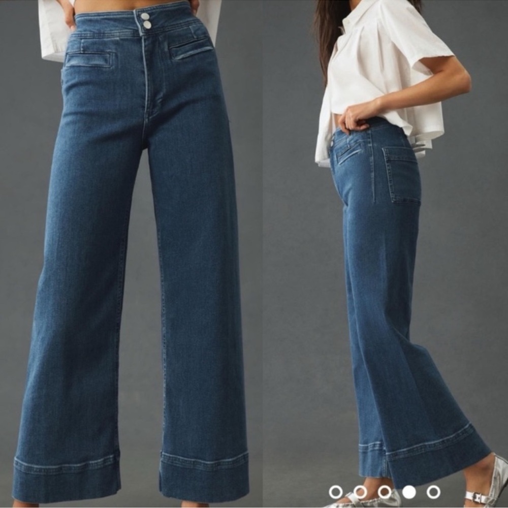 Anthropologie Pilcro The Skipper High Rise Wide Leg
Jeans Pool in Blue Wash 27